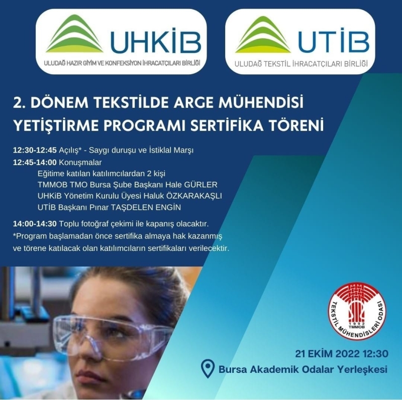 2. DÖNEM TEKSTİLDE AR-GE MÜHENDİSİ YETİŞTİRME PROGRAMI SERTİFİKA TÖRENİ