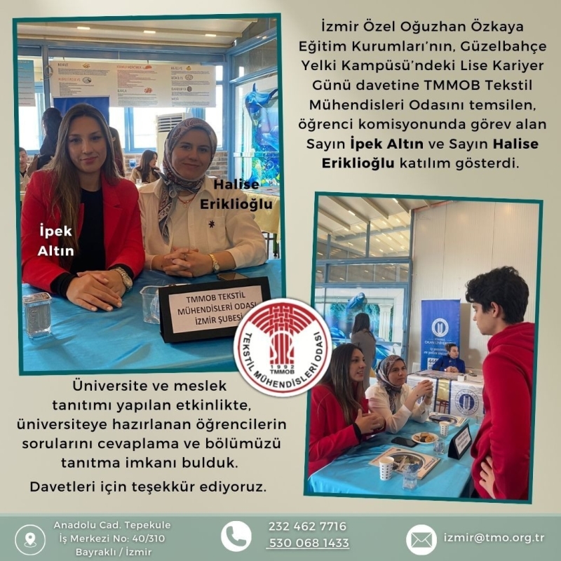 İZMİR ÖZEL OĞUZHAN ÖZKAYA EĞİTİM KURUMLARININ LİSE KARİYER GÜNÜ DAVETİNE KATILDIK